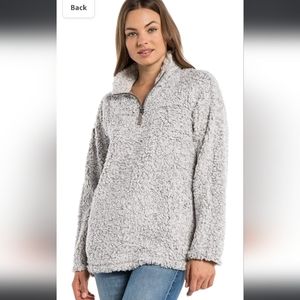 DYLAN TRUE GRIT Gray Sherpa 1/4 zip pullover sz L